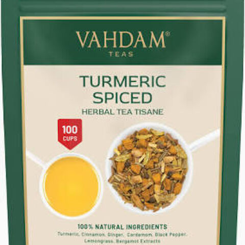 Turmeric spiced herbal tea tisane
